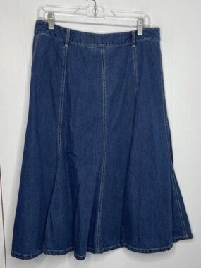 Relativity Skirt Womens 8 Natural Maxi Denim Jean Pleated Modest Cottagecore